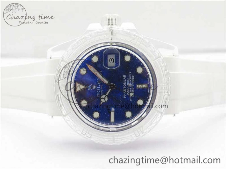 Submariner Phantomlab Transparent KZF Best Edition Deep Blue Dial on White Rubber Strap VR Tailored 2568