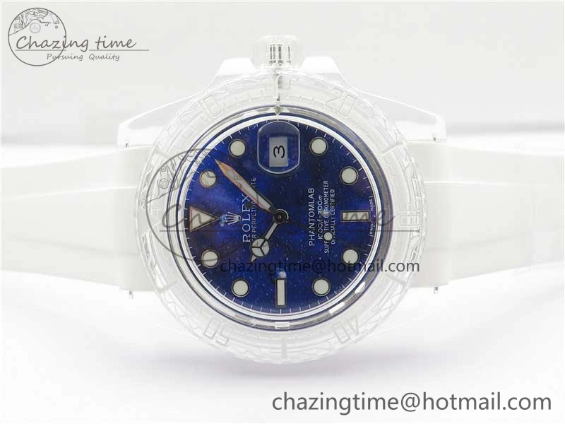Submariner Phantomlab Transparent KZF Best Edition Deep Blue Dial on White Rubber Strap VR Tailored 2568