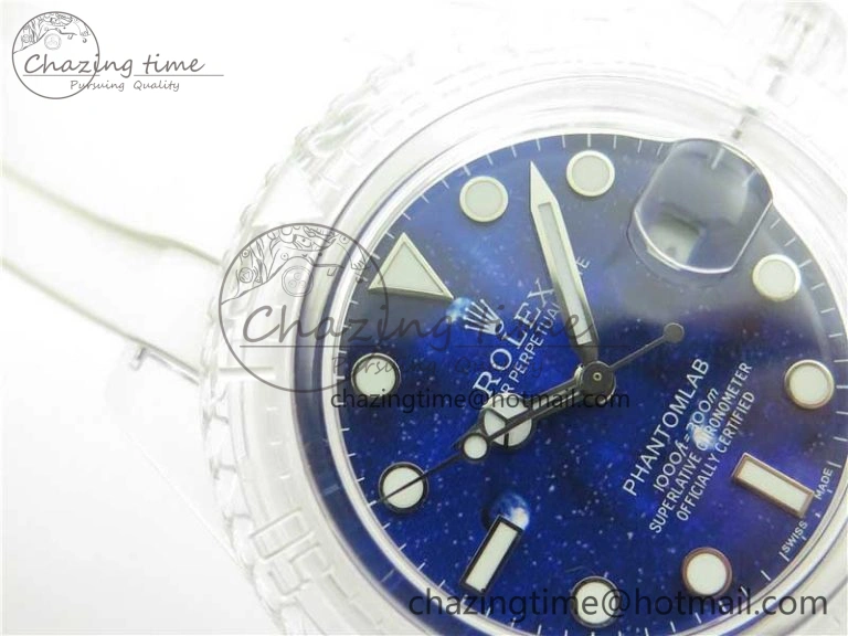 Submariner Phantomlab Transparent KZF Best Edition Deep Blue Dial on White Rubber Strap VR Tailored 2568