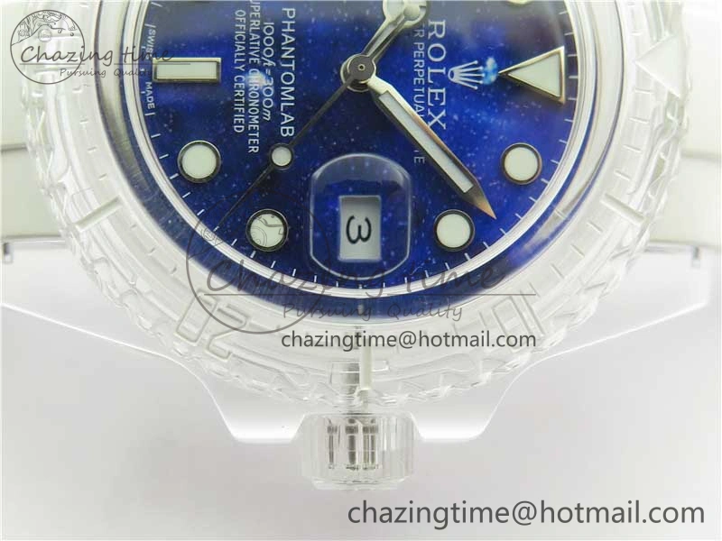 Submariner Phantomlab Transparent KZF Best Edition Deep Blue Dial on White Rubber Strap VR Tailored 2568