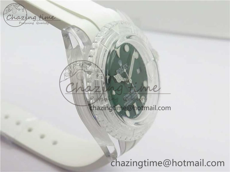 Submariner Phantomlab Transparent KZF Best Edition Green Dial on White Rubber Strap VR ModernLook 2570