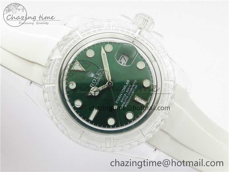 Submariner Phantomlab Transparent KZF Best Edition Green Dial on White Rubber Strap VR ModernLook 2570