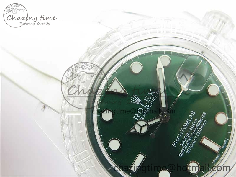Submariner Phantomlab Transparent KZF Best Edition Green Dial on White Rubber Strap VR ModernLook 2570