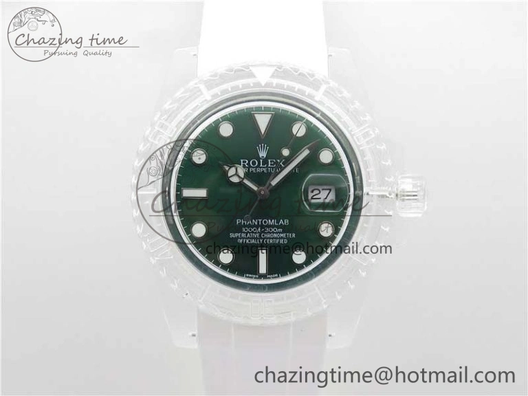 Submariner Phantomlab Transparent KZF Best Edition Green Dial on White Rubber Strap VR ModernLook 2570