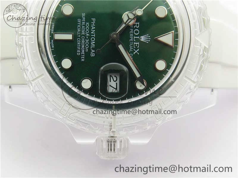 Submariner Phantomlab Transparent KZF Best Edition Green Dial on White Rubber Strap VR ModernLook 2570