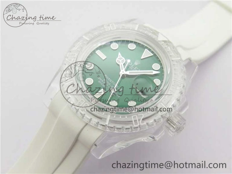 Submariner Phantomlab Transparent KZF Best Edition Green Dial on White Rubber Strap VR ModernLook 2570
