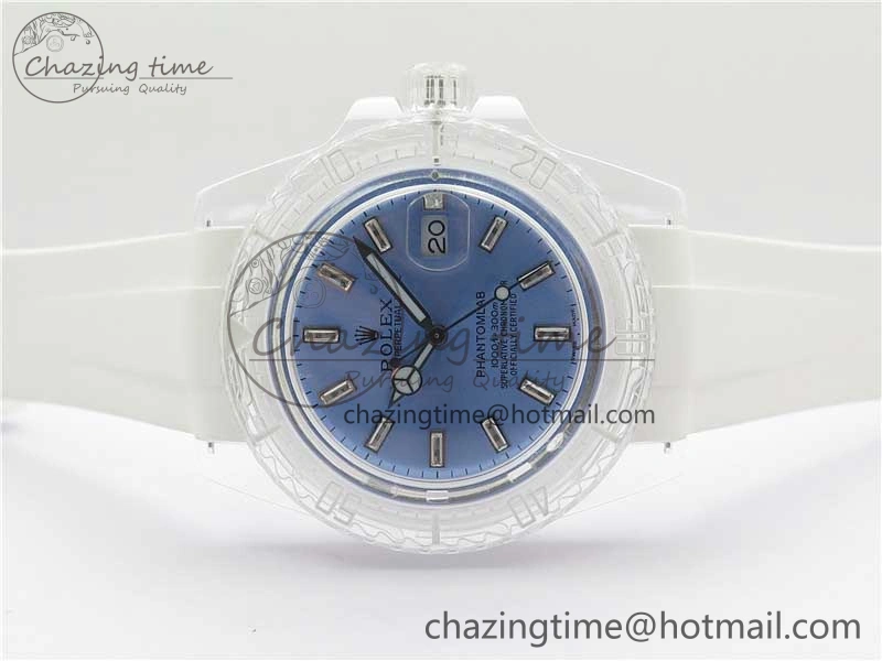 Submariner Phantomlab Transparent KZF Best Edition Light Blue Dial on White Rubber Strap VR Functional 2569