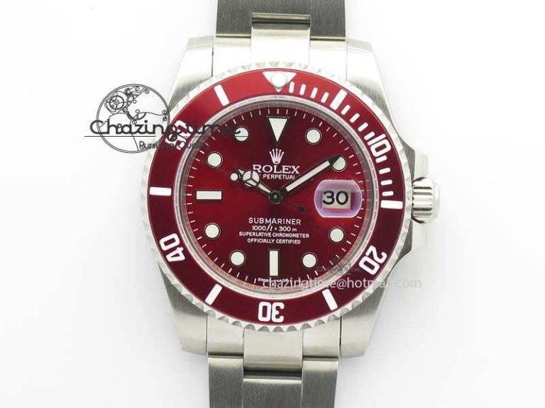 Minimalist Submariner SS Red Bezel Red Dial On SS Bracelet A 3859