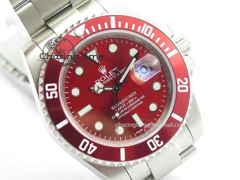 Minimalist Submariner SS Red Bezel Red Dial On SS Bracelet A 3859