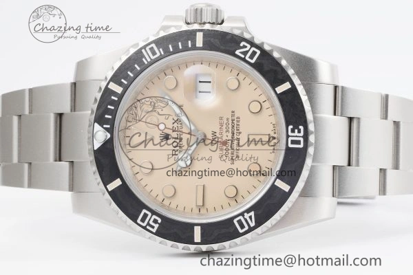 WellDesigned Submariner Sandblasted DIWF Best Edition Carbon Bezel Brown Dial Dial on SS Bracelet VR 2063