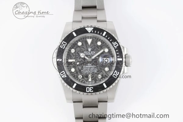 Submariner Sandblasted DIWF Best Edition Carbon Bezel Carbon Dial Dial on SS Bracelet VR TechFriendly 2064