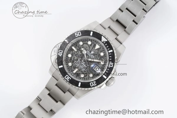 Submariner Sandblasted DIWF Best Edition Carbon Bezel Carbon Dial Dial on SS Bracelet VR TechFriendly 2064