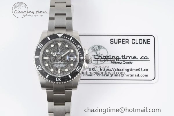 Submariner Sandblasted DIWF Best Edition Carbon Bezel Carbon Dial Dial on SS Bracelet VR TechFriendly 2064