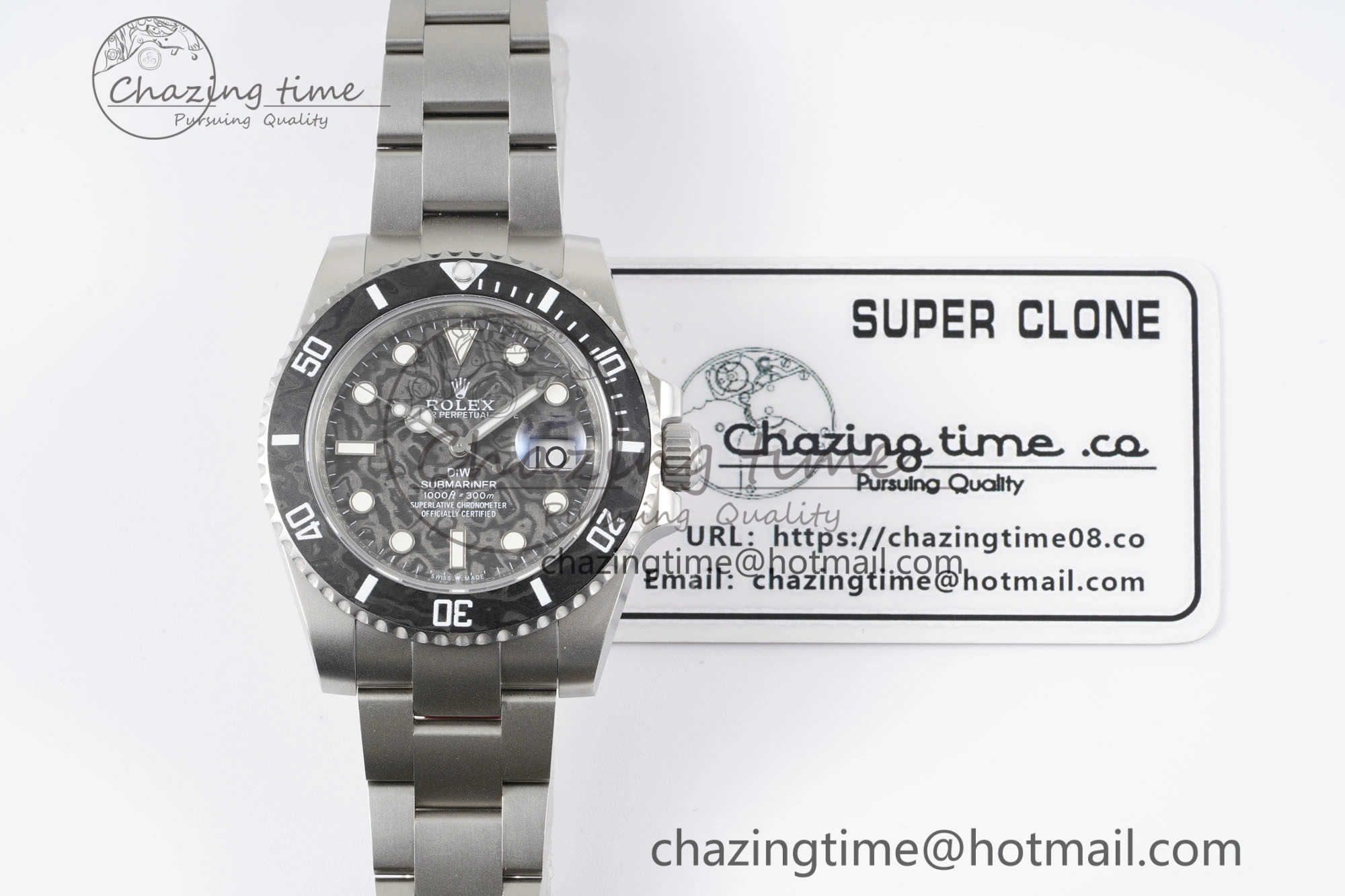 Submariner Sandblasted DIWF Best Edition Carbon Bezel Carbon Dial Dial on SS Bracelet VR TechFriendly 2064