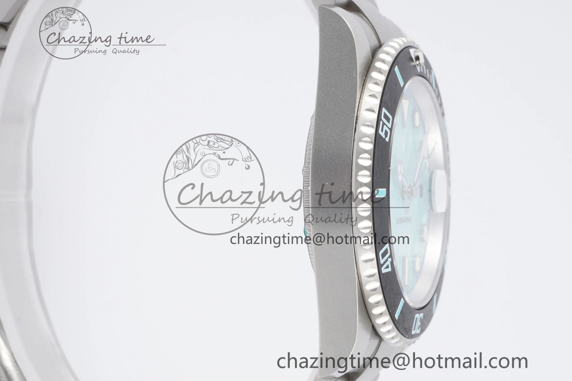 Submariner Sandblasted DIWF Best Edition Carbon Bezel Tiffany Blue Dial Dial on SS Bracelet VR UrbanChic 2065