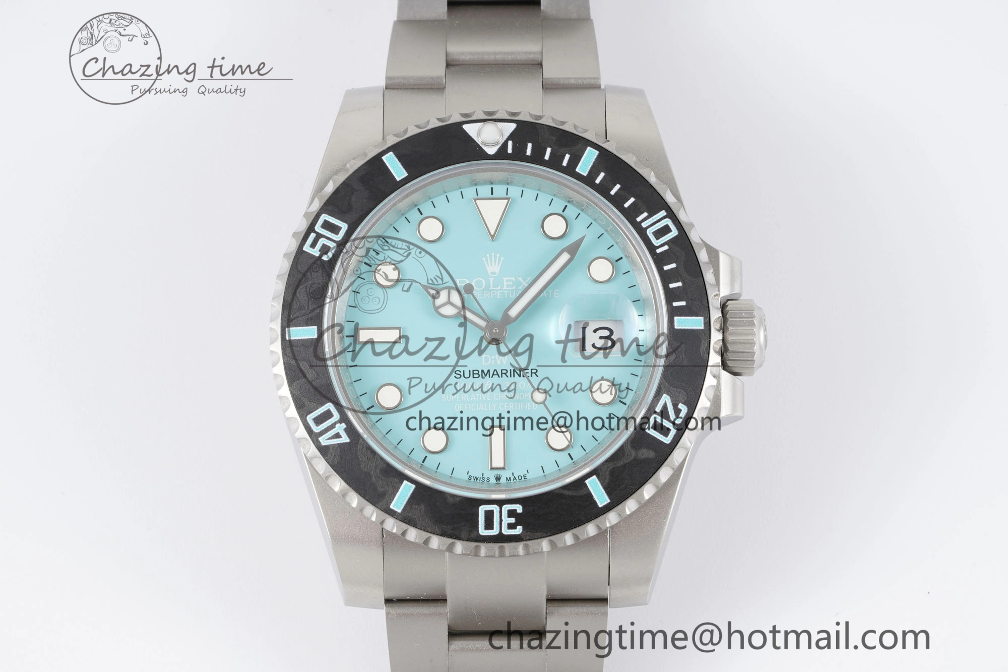 Submariner Sandblasted DIWF Best Edition Carbon Bezel Tiffany Blue Dial Dial on SS Bracelet VR UrbanChic 2065