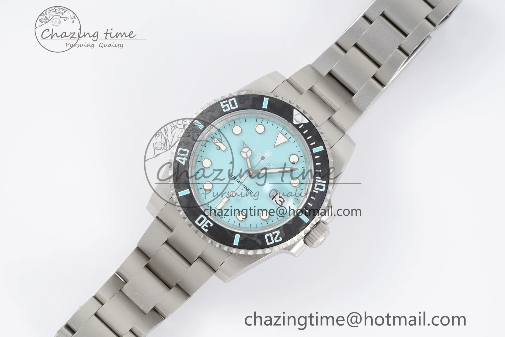 Submariner Sandblasted DIWF Best Edition Carbon Bezel Tiffany Blue Dial Dial on SS Bracelet VR UrbanChic 2065