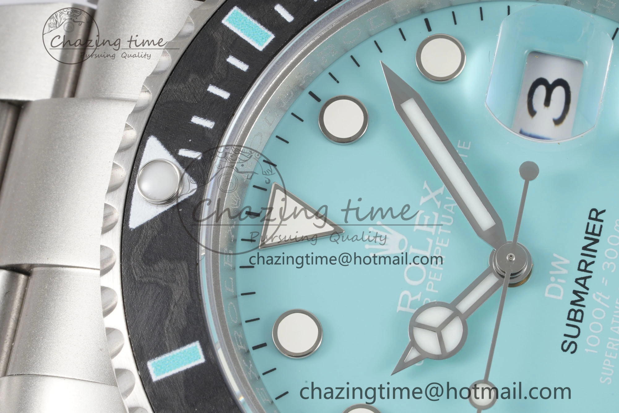 Submariner Sandblasted DIWF Best Edition Carbon Bezel Tiffany Blue Dial Dial on SS Bracelet VR UrbanChic 2065