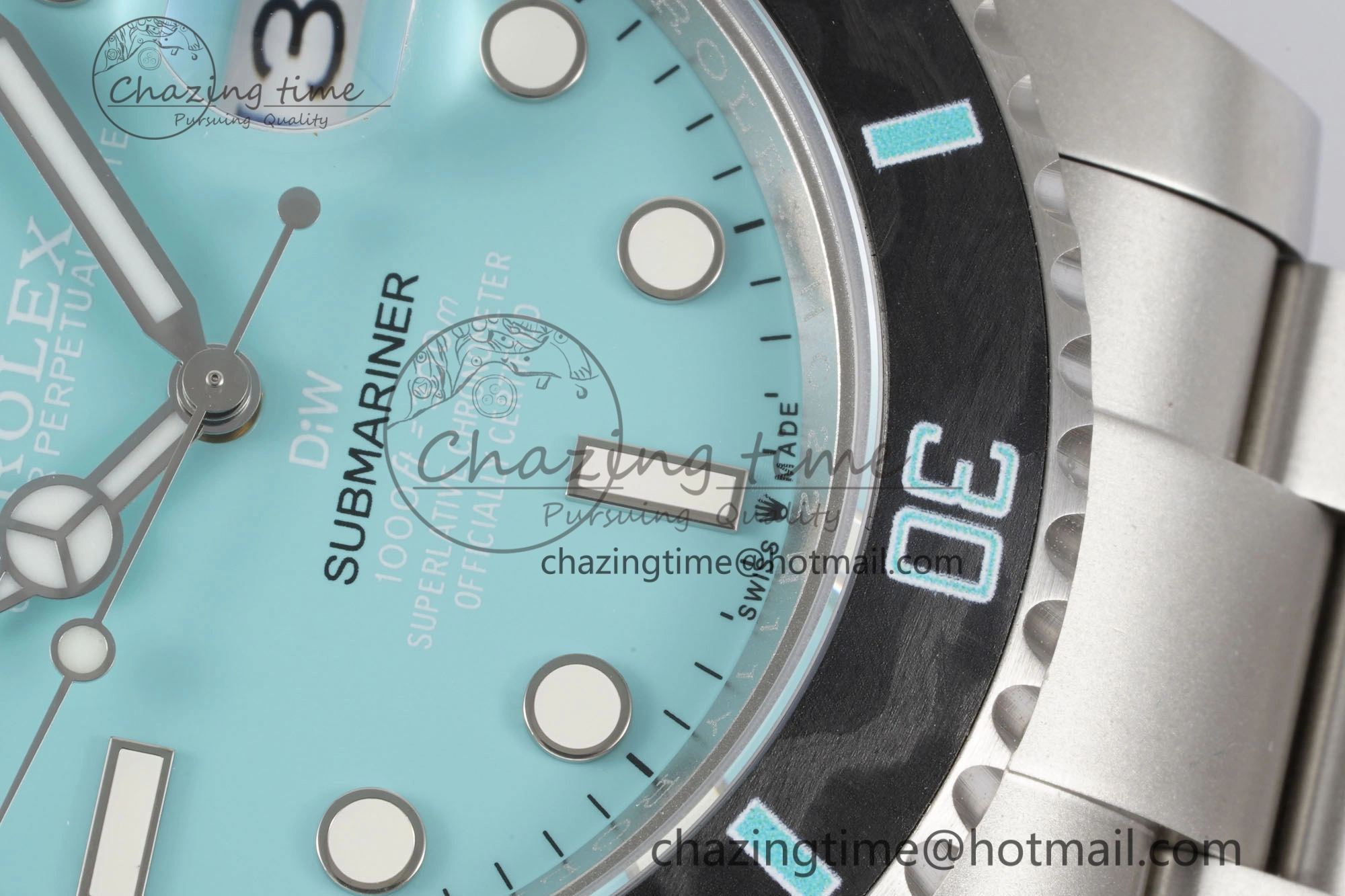 Submariner Sandblasted DIWF Best Edition Carbon Bezel Tiffany Blue Dial Dial on SS Bracelet VR UrbanChic 2065