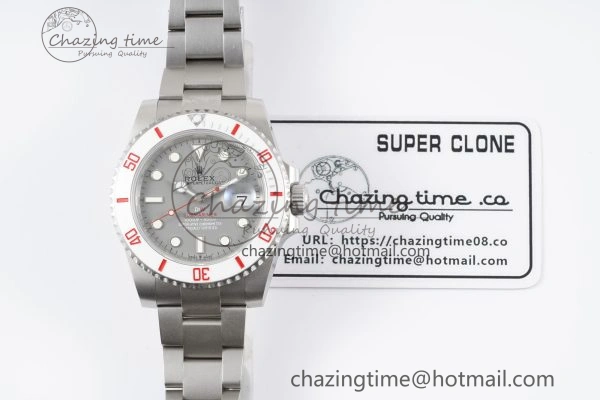 Submariner Sandblasted DIWF Best Edition White Bezel Gray Dial Dial on SS Bracelet VR ModernLook 2067