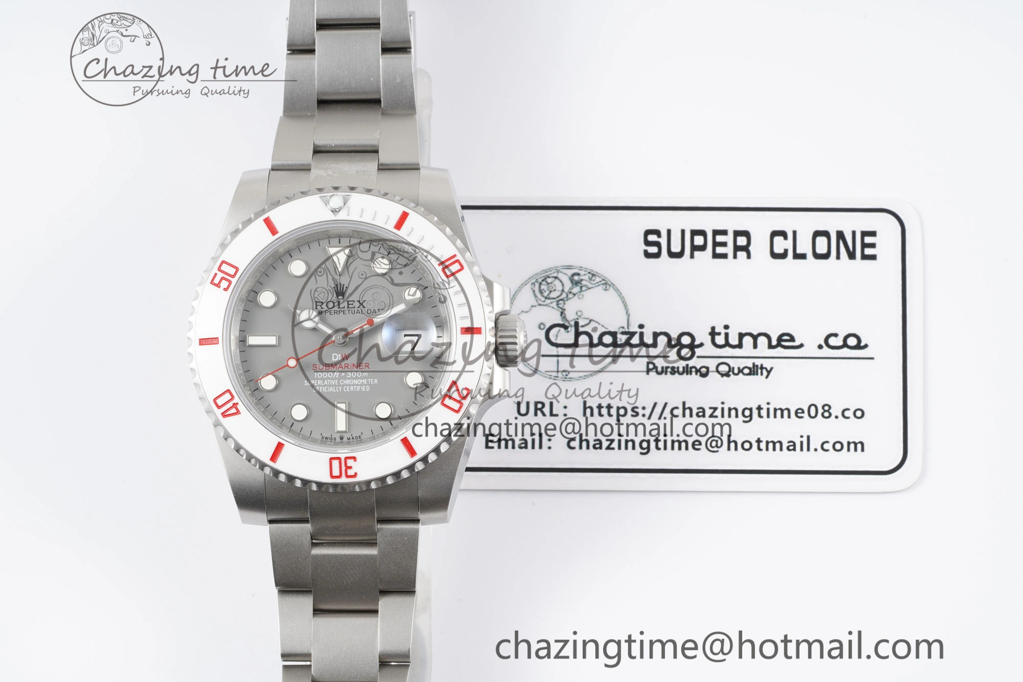 Submariner Sandblasted DIWF Best Edition White Bezel Gray Dial Dial on SS Bracelet VR ModernLook 2067