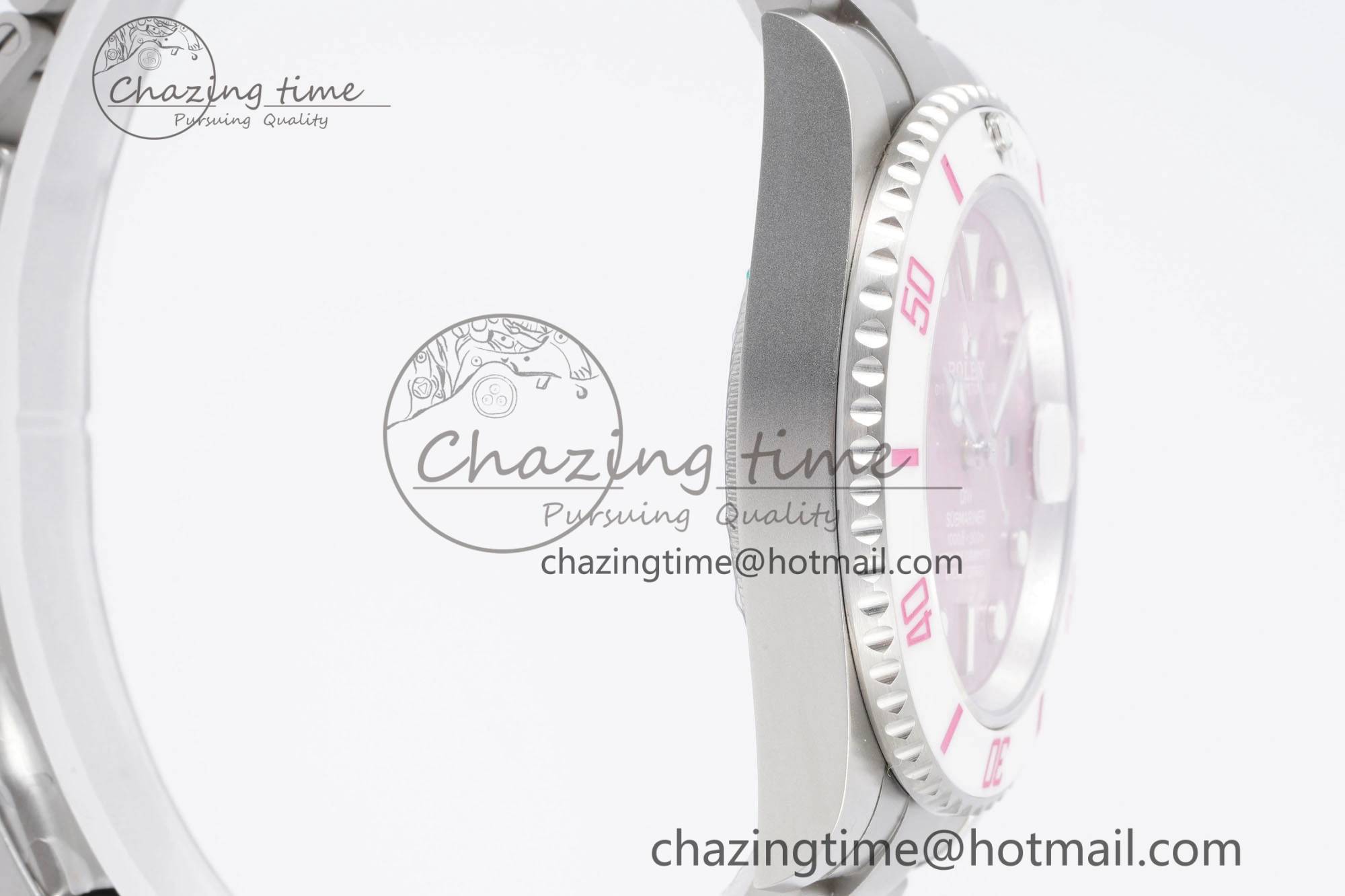 Submariner Sandblasted DIWF Best Edition White Bezel Pink Dial Dial on SS Bracelet VR HighPerformance 2066