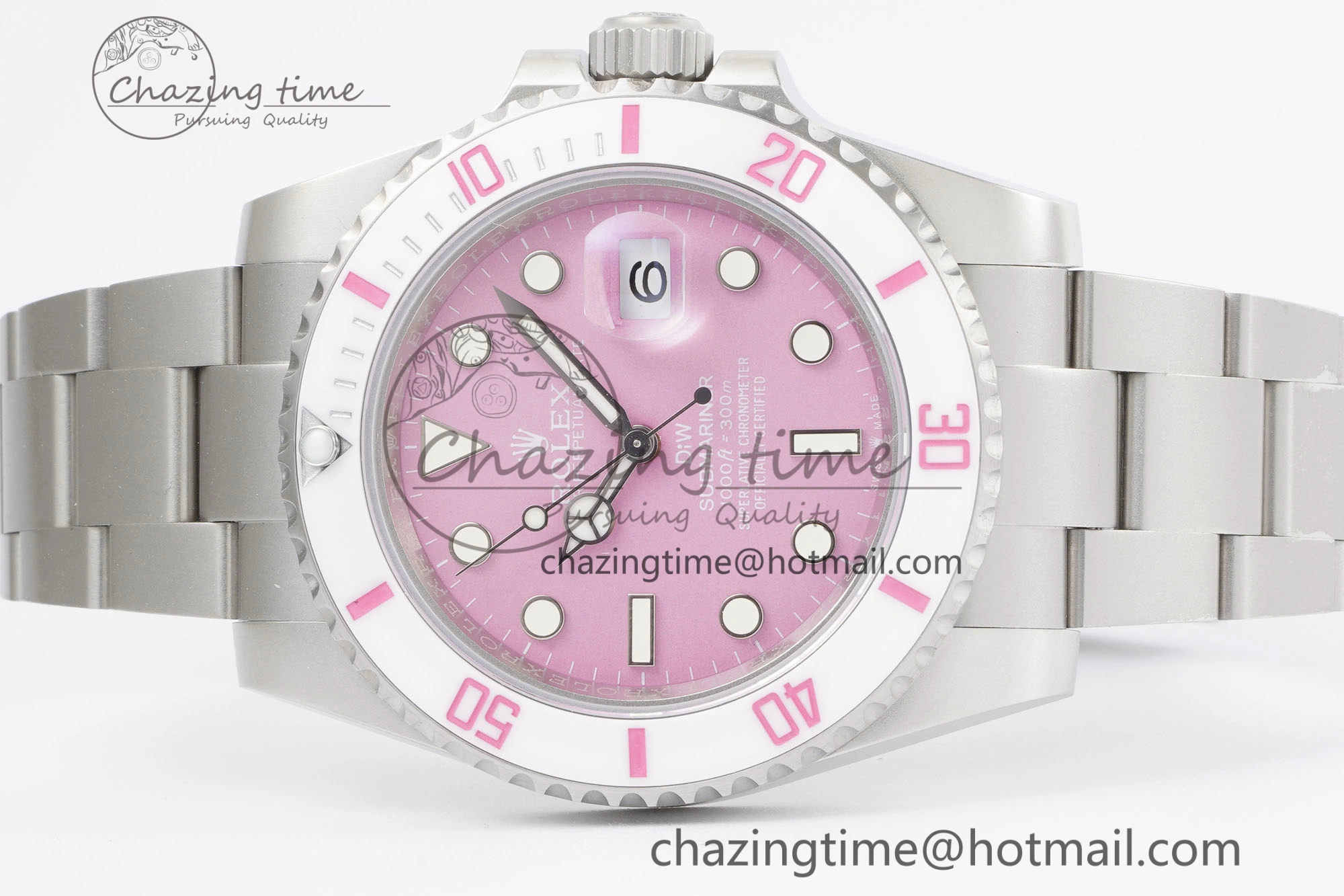 Submariner Sandblasted DIWF Best Edition White Bezel Pink Dial Dial on SS Bracelet VR HighPerformance 2066