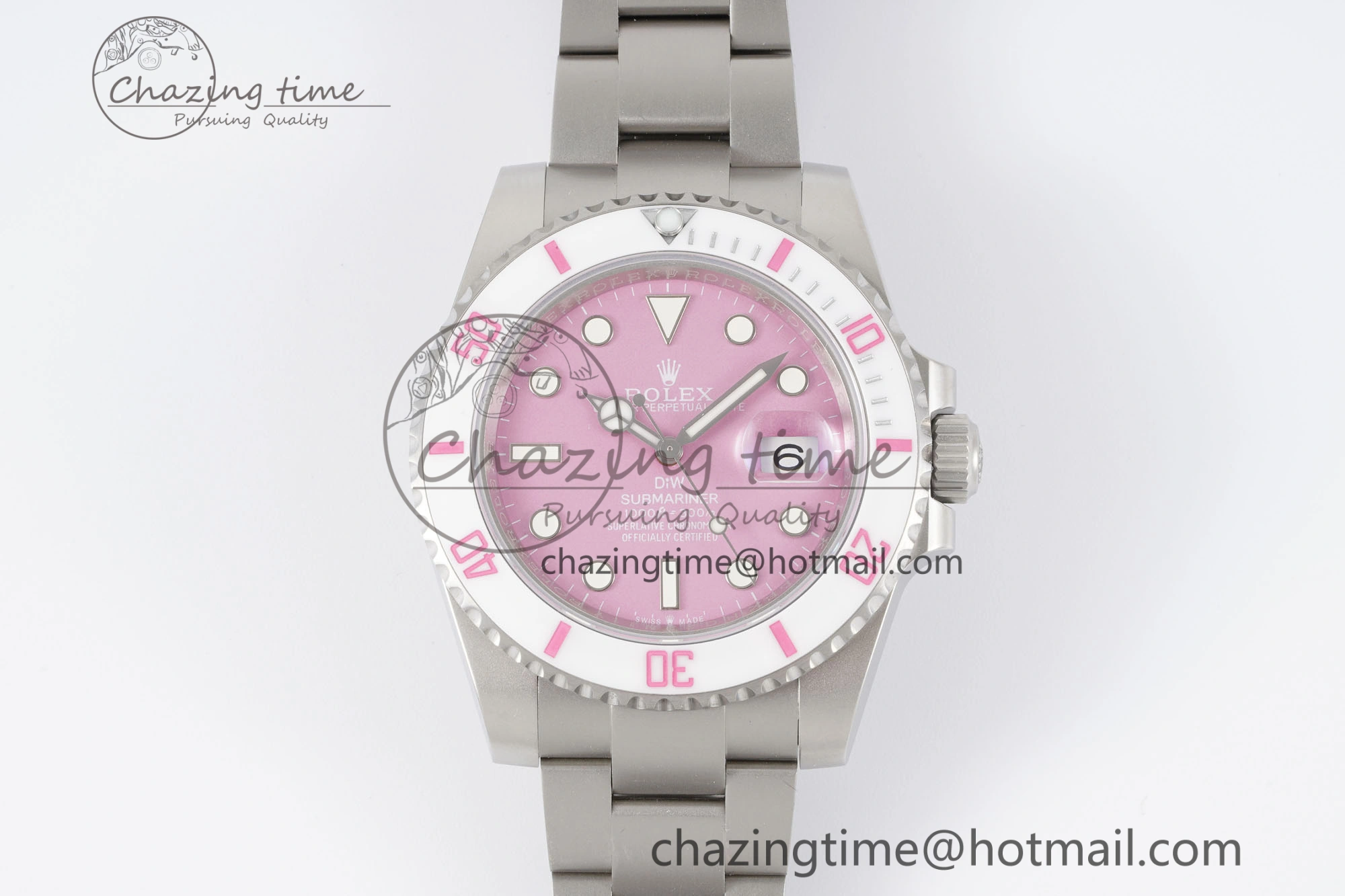 Submariner Sandblasted DIWF Best Edition White Bezel Pink Dial Dial on SS Bracelet VR HighPerformance 2066