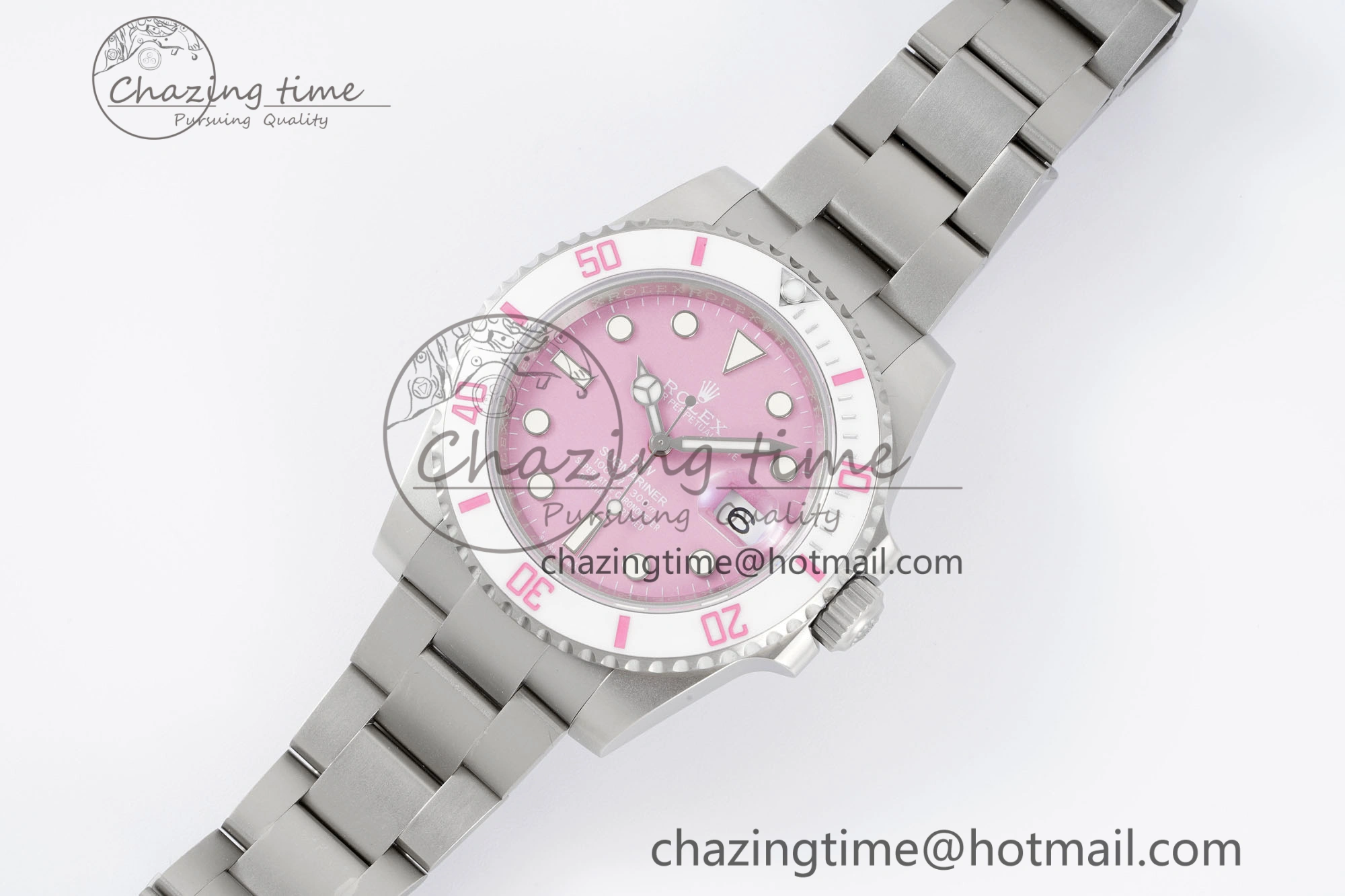Submariner Sandblasted DIWF Best Edition White Bezel Pink Dial Dial on SS Bracelet VR HighPerformance 2066