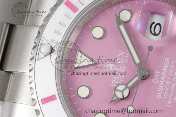 Submariner Sandblasted DIWF Best Edition White Bezel Pink Dial Dial on SS Bracelet VR HighPerformance 2066