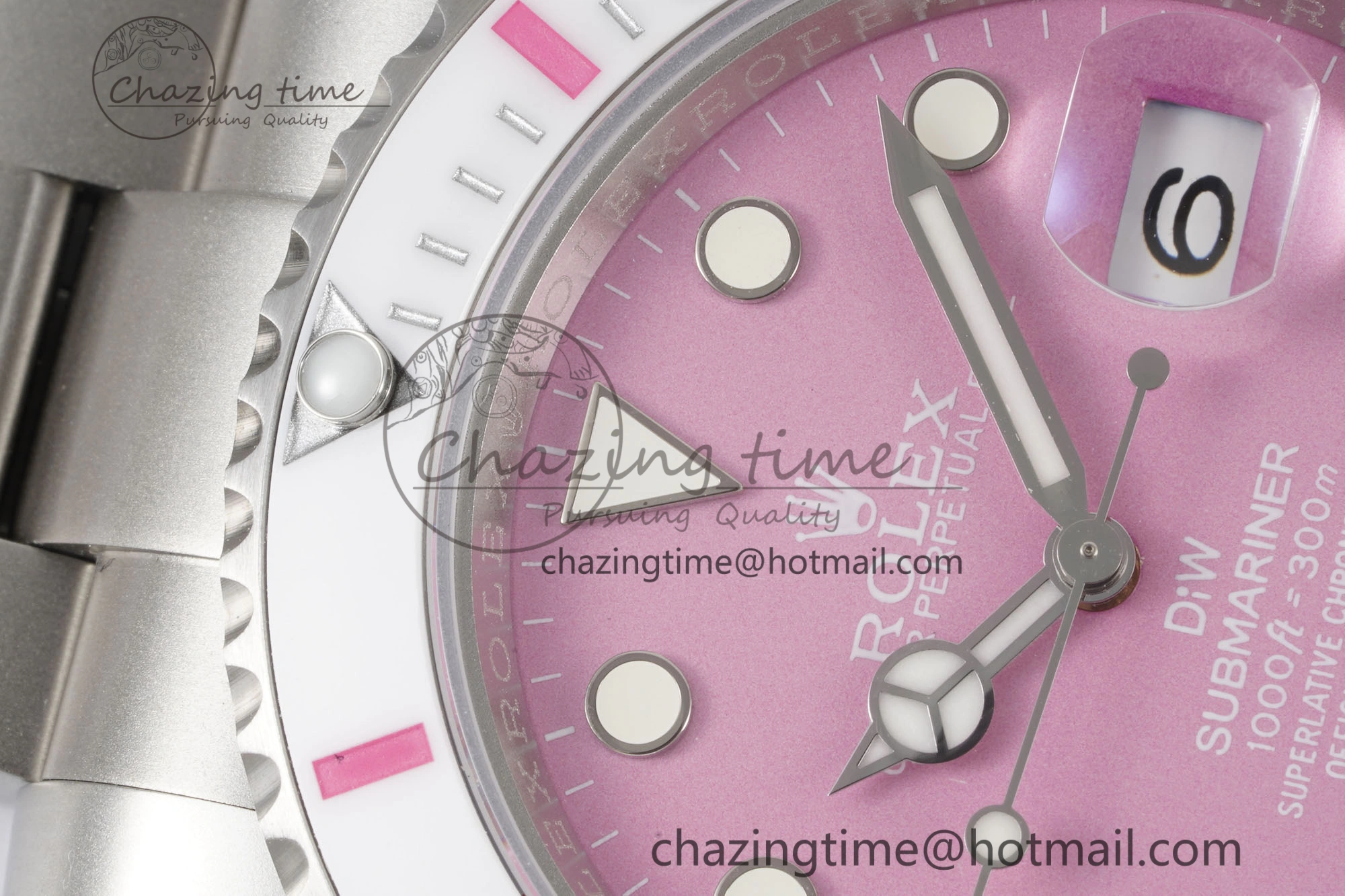 Submariner Sandblasted DIWF Best Edition White Bezel Pink Dial Dial on SS Bracelet VR HighPerformance 2066