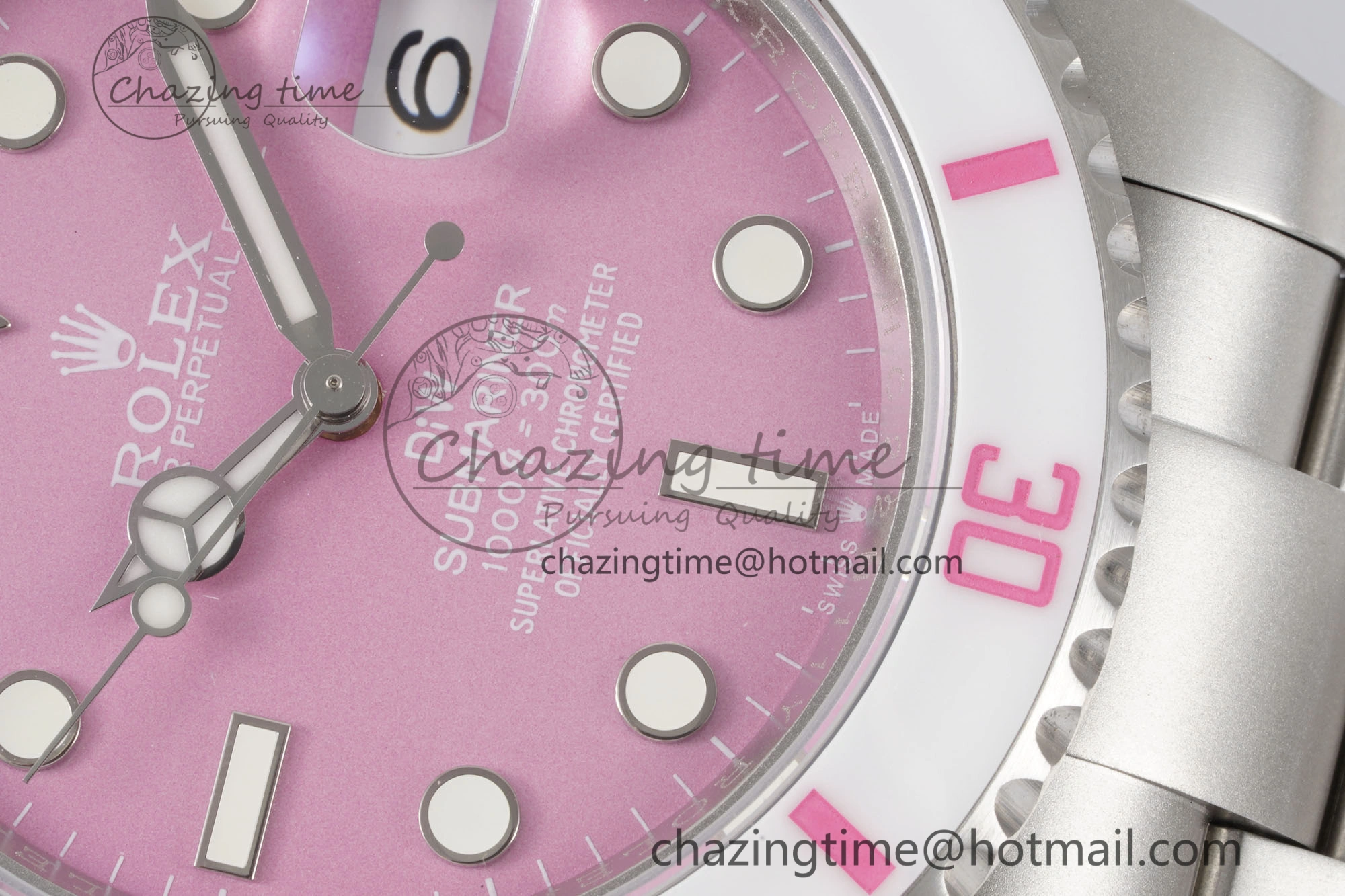 Submariner Sandblasted DIWF Best Edition White Bezel Pink Dial Dial on SS Bracelet VR HighPerformance 2066