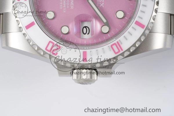 Submariner Sandblasted DIWF Best Edition White Bezel Pink Dial Dial on SS Bracelet VR HighPerformance 2066