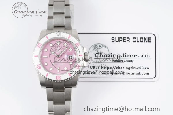 Submariner Sandblasted DIWF Best Edition White Bezel Pink Dial Dial on SS Bracelet VR HighPerformance 2066
