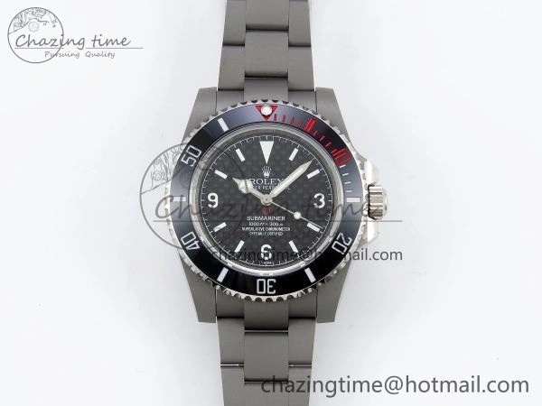 Sporty Submariner Sandblasted JDF Best Edition Black Ceramic Bezel Carbon Dial Dial on SS Bracelet SA 1407