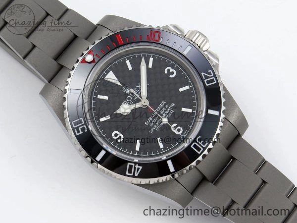 Sporty Submariner Sandblasted JDF Best Edition Black Ceramic Bezel Carbon Dial Dial on SS Bracelet SA 1407