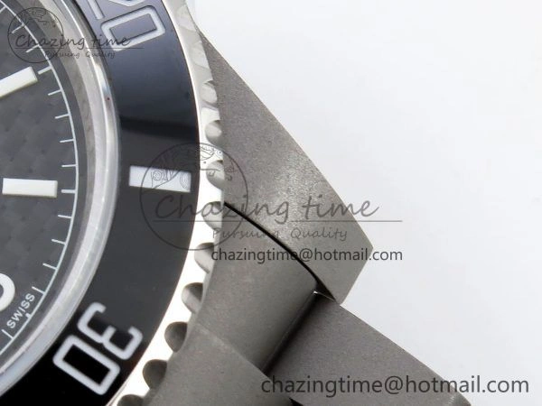 Sporty Submariner Sandblasted JDF Best Edition Black Ceramic Bezel Carbon Dial Dial on SS Bracelet SA 1407