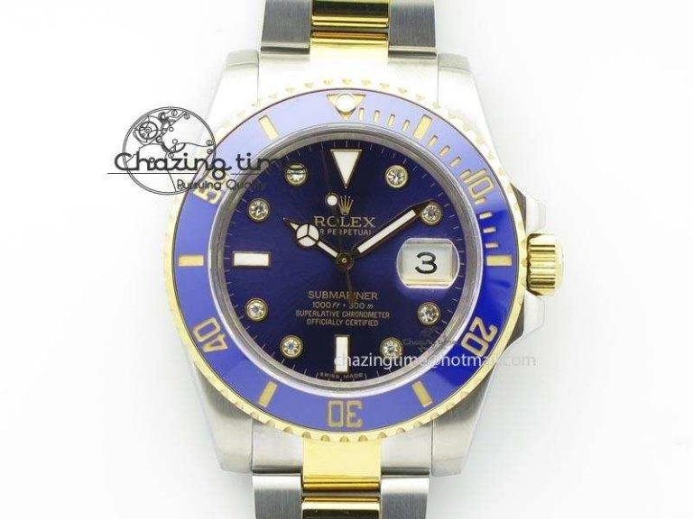 TechFriendly Submariner TT Blue Dial Diamond BP Maker Best Edition Swiss ETA 3932