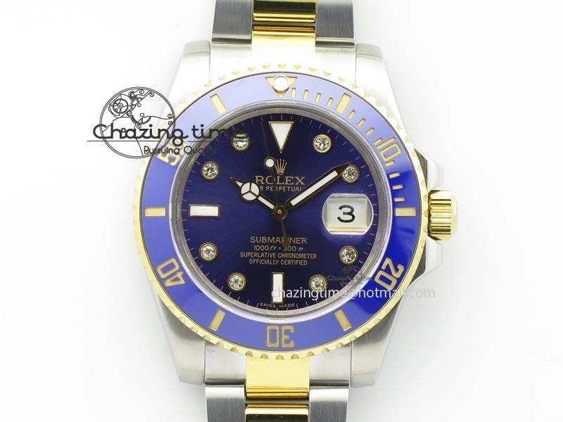 TechFriendly Submariner TT Blue Dial Diamond BP Maker Best Edition Swiss ETA 3932
