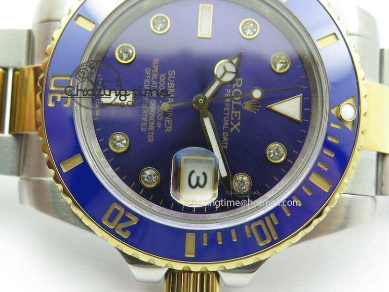 TechFriendly Submariner TT Blue Dial Diamond BP Maker Best Edition Swiss ETA 3932