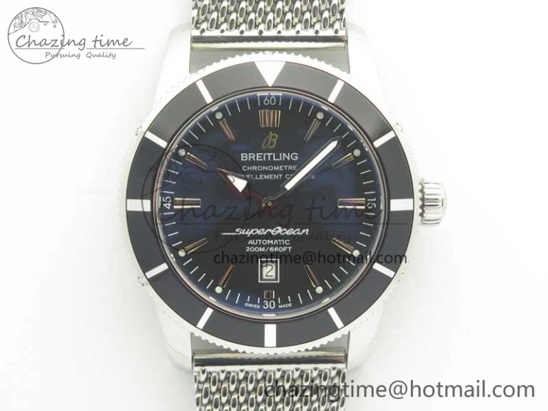 Super Ocean Heritage 46mm SS Black Bezel Black Dial on SS Mesh Bracelet A SmoothTexture 5618