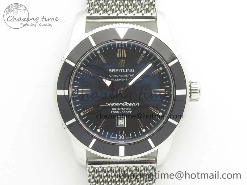 Super Ocean Heritage 46mm SS Black Bezel Black Dial on SS Mesh Bracelet A SmoothTexture 5618