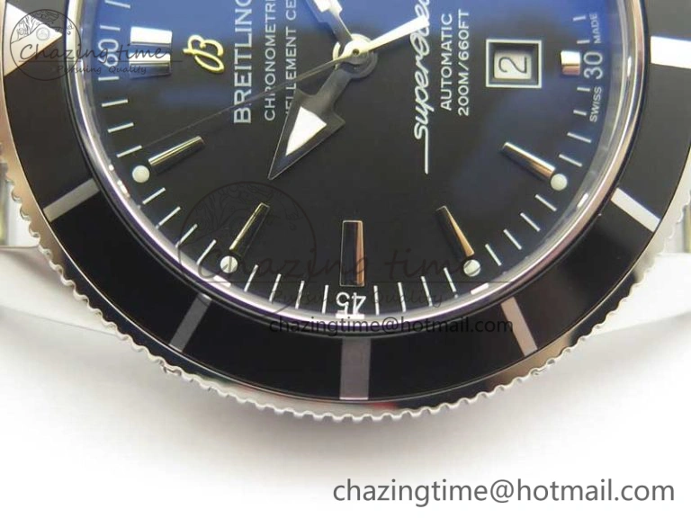 Super Ocean Heritage 46mm SS Black Bezel Black Dial on SS Mesh Bracelet A SmoothTexture 5618
