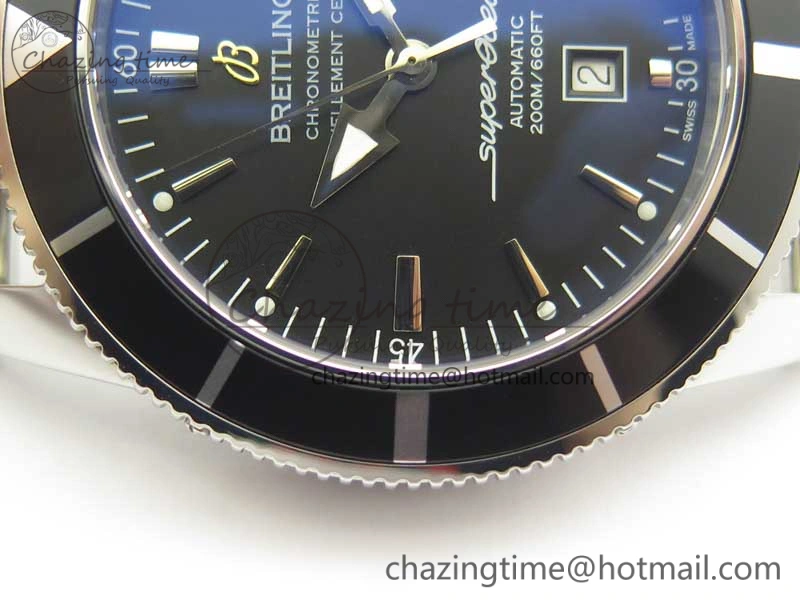 Super Ocean Heritage 46mm SS Black Bezel Black Dial on SS Mesh Bracelet A SmoothTexture 5618