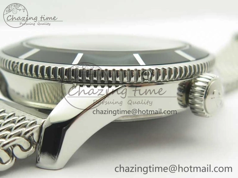 Super Ocean Heritage 46mm SS Black Bezel Black Dial on SS Mesh Bracelet A SmoothTexture 5618