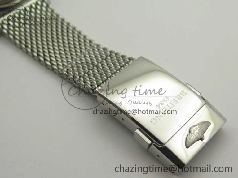 Breathable Super Ocean Heritage 46mm SS Black Bezel White Dial on SS Mesh Bracelet A 5620