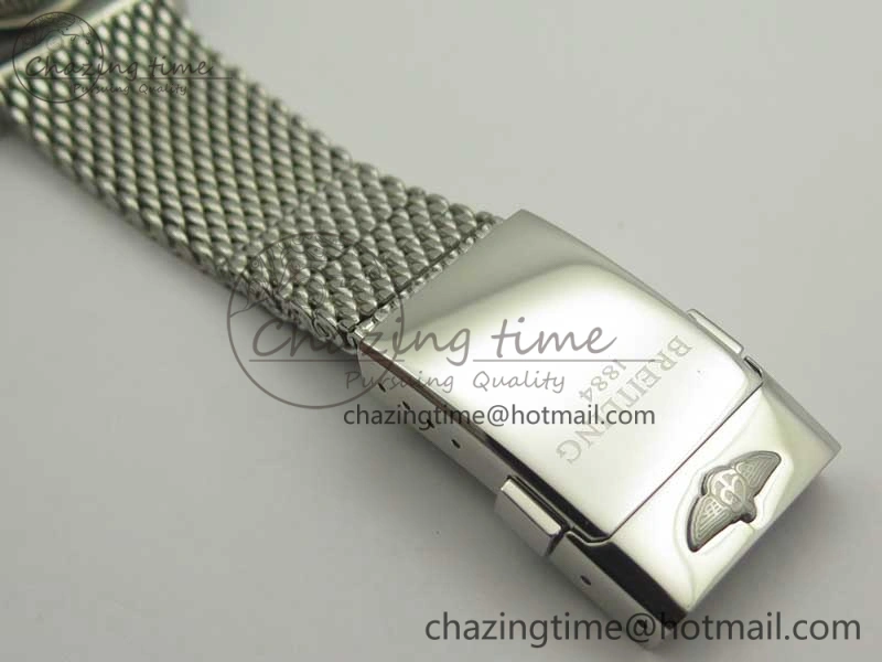 Breathable Super Ocean Heritage 46mm SS Black Bezel White Dial on SS Mesh Bracelet A 5620