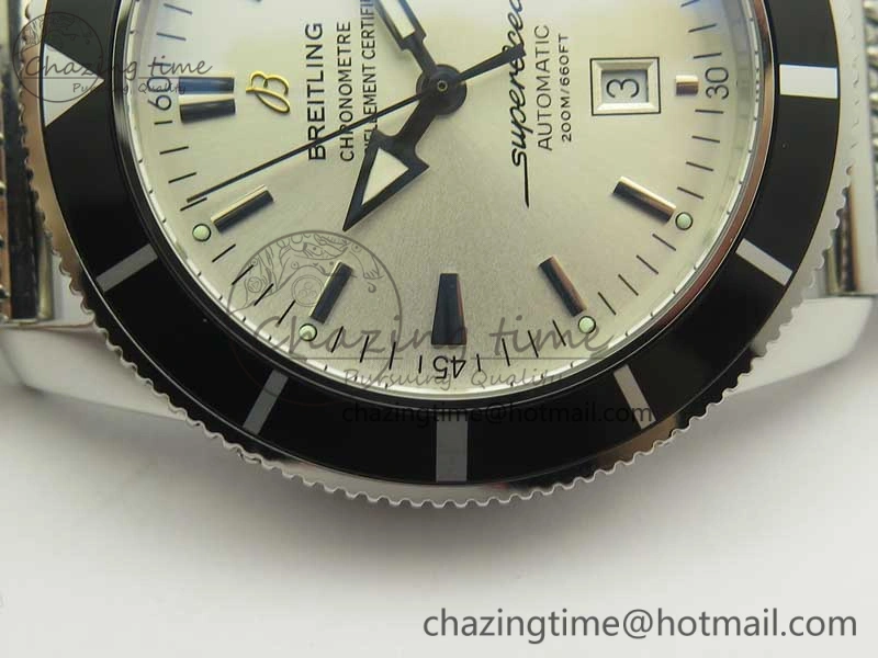 Breathable Super Ocean Heritage 46mm SS Black Bezel White Dial on SS Mesh Bracelet A 5620