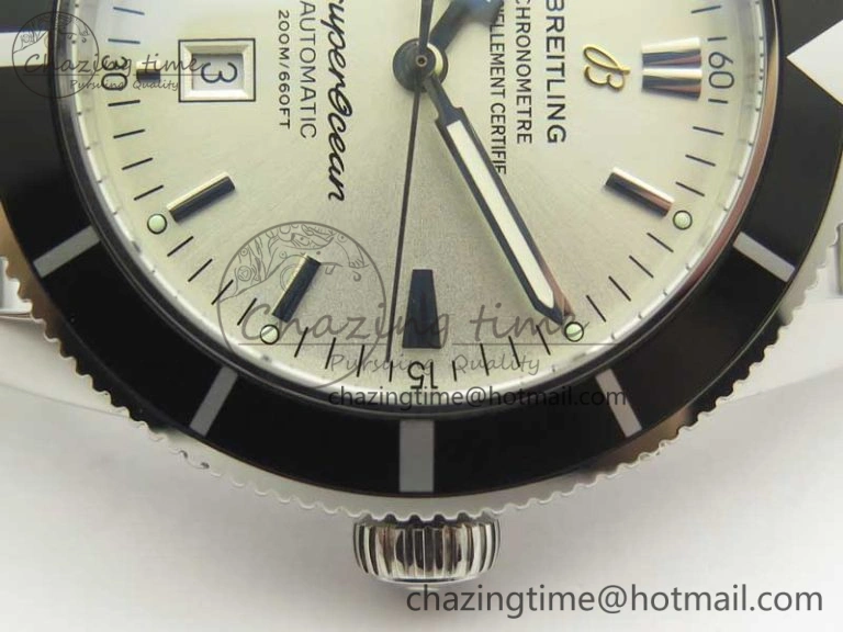 Breathable Super Ocean Heritage 46mm SS Black Bezel White Dial on SS Mesh Bracelet A 5620