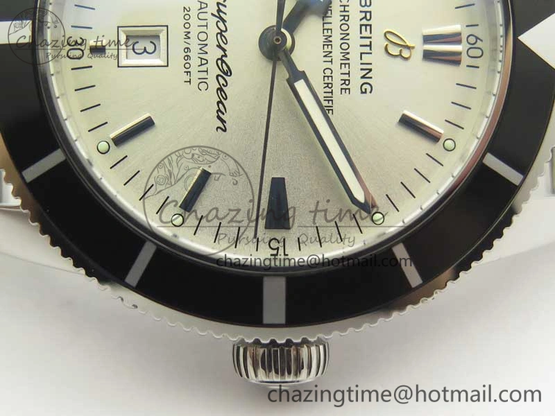 Breathable Super Ocean Heritage 46mm SS Black Bezel White Dial on SS Mesh Bracelet A 5620